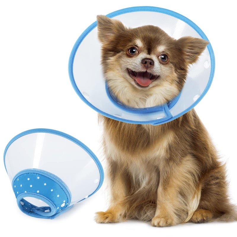 Vivifying Dog Cones for Small Dogs, Adjustable 5.7-8in Pet Cone, Lightweight Recovery Elizabethan Collar for Cats, Puppies and Mini Dogs (Blue) - Image 1